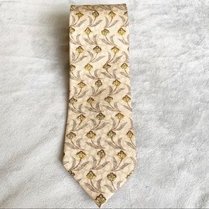 Ermenegildo Zegna Tan Floral Print Silk Tie